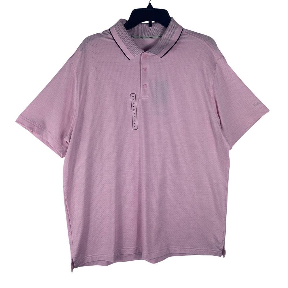 Walter Hagen Mens XL P11 Birdseye Athletic Fit Polo Pink Tulip Heather NWT